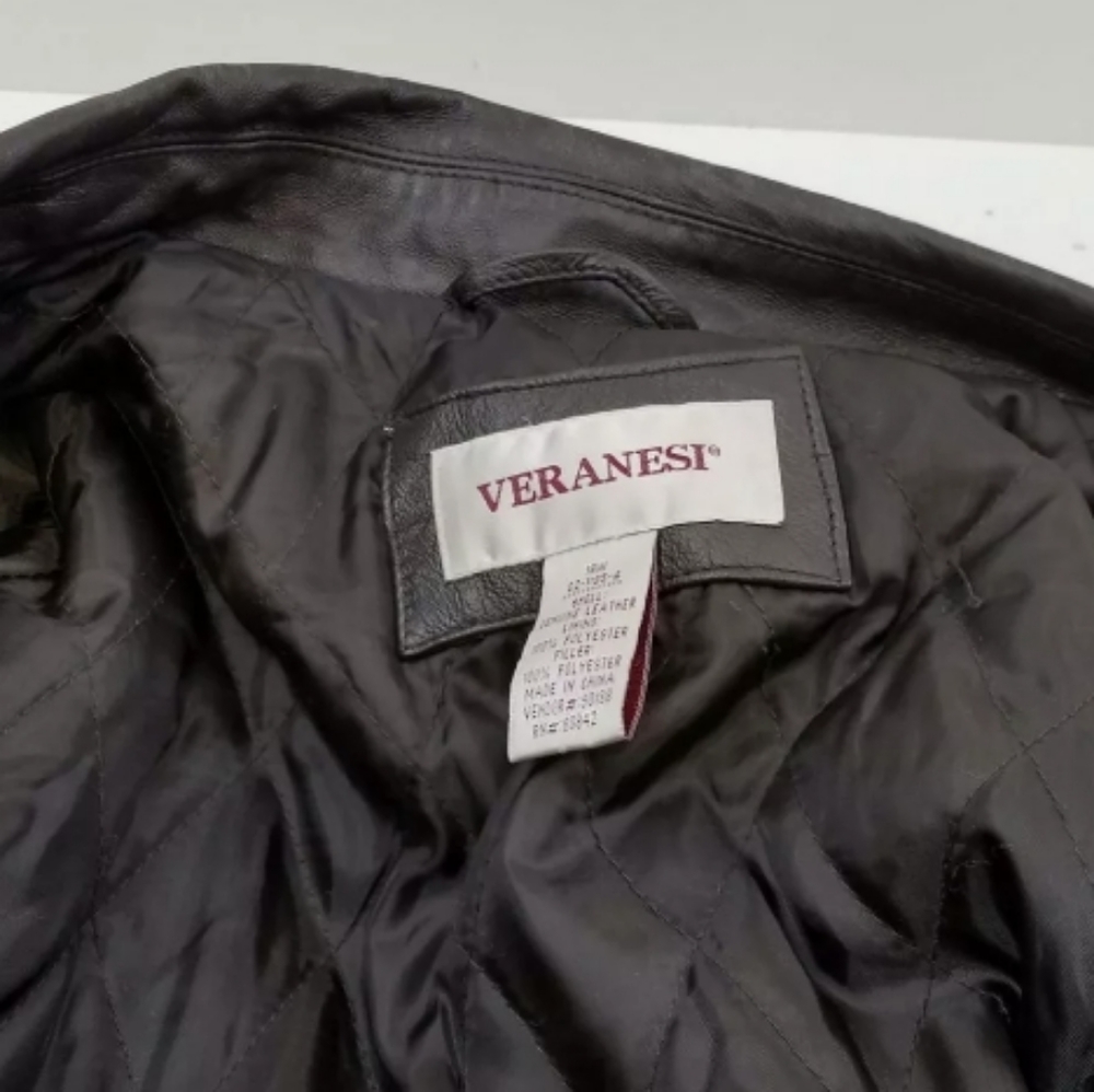 Veranesi Women's Brown large Genuine Leather Coat 18W 18 - Picture 5 of 7